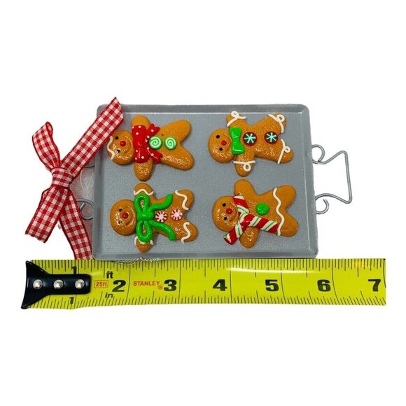 Mini Gingerbread Men Cookie Ornament Christmas Sheet Tray Bakery Red Gingham New - Picture 3 of 7